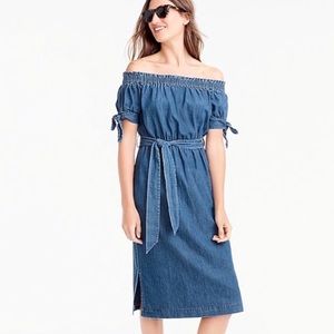 J. Crew Off Shoulder Chambray Dress